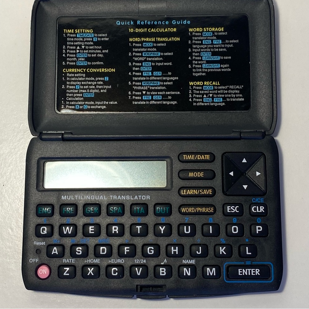 Bell & Howell Electronic Multilingual Translator Calculator Reference Guide